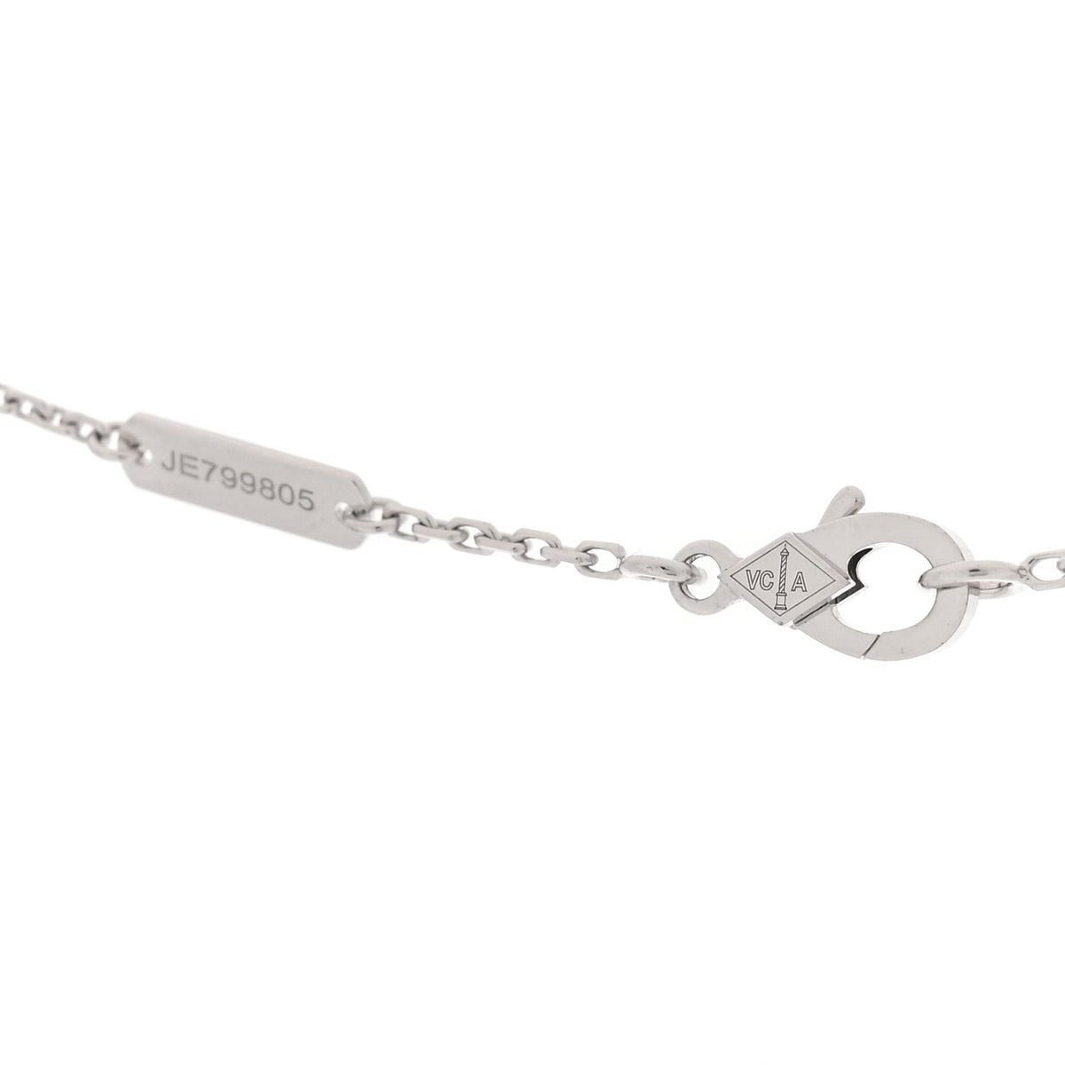 Van Cleef & Arpels 18K White Gold Chalcedony Vintage Alhambra Pendant Necklace