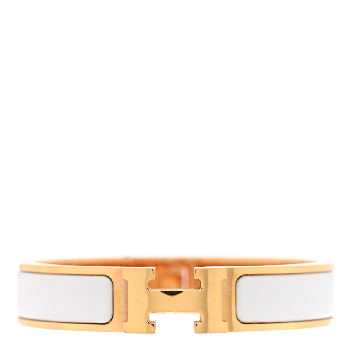 Hermes Enamel Narrow Clic Clac H Bracelet GM White