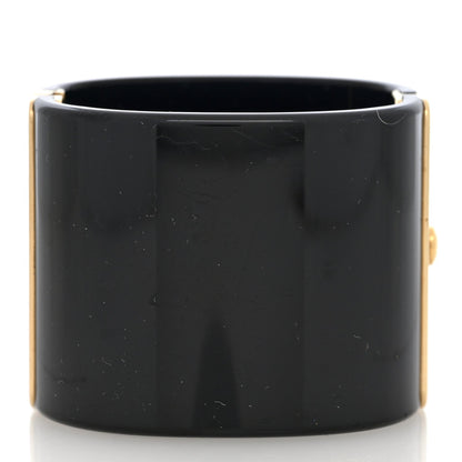 Chanel Resin Pearl Enamel CC Cuff Bracelet Black Gold