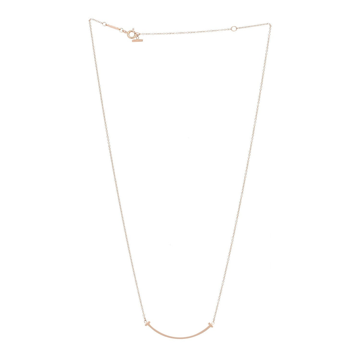 Tiffany 18K Rose Gold T Smile Pendant Necklace 43.8cm