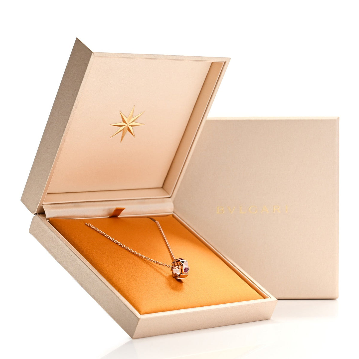 Bulgari 18K Rose Gold Ruby Serpenti Viper Pendant Necklace