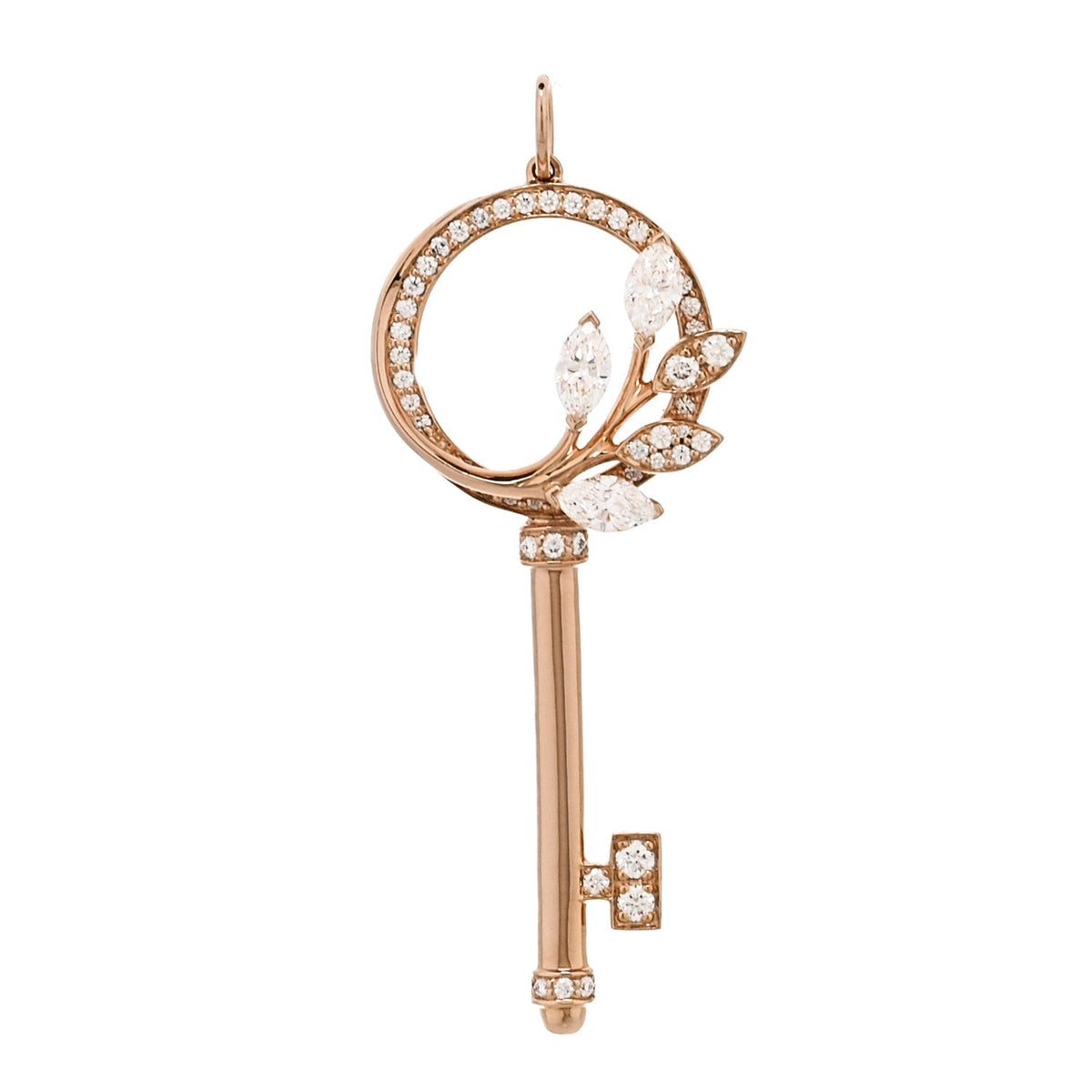 Tiffany 18K Rose Gold Diamond Victoria Vine Circle Key Pendant