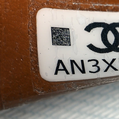 Chanel Washed Denim Calfskin Quilted Slim Vanity Case Blue Brown