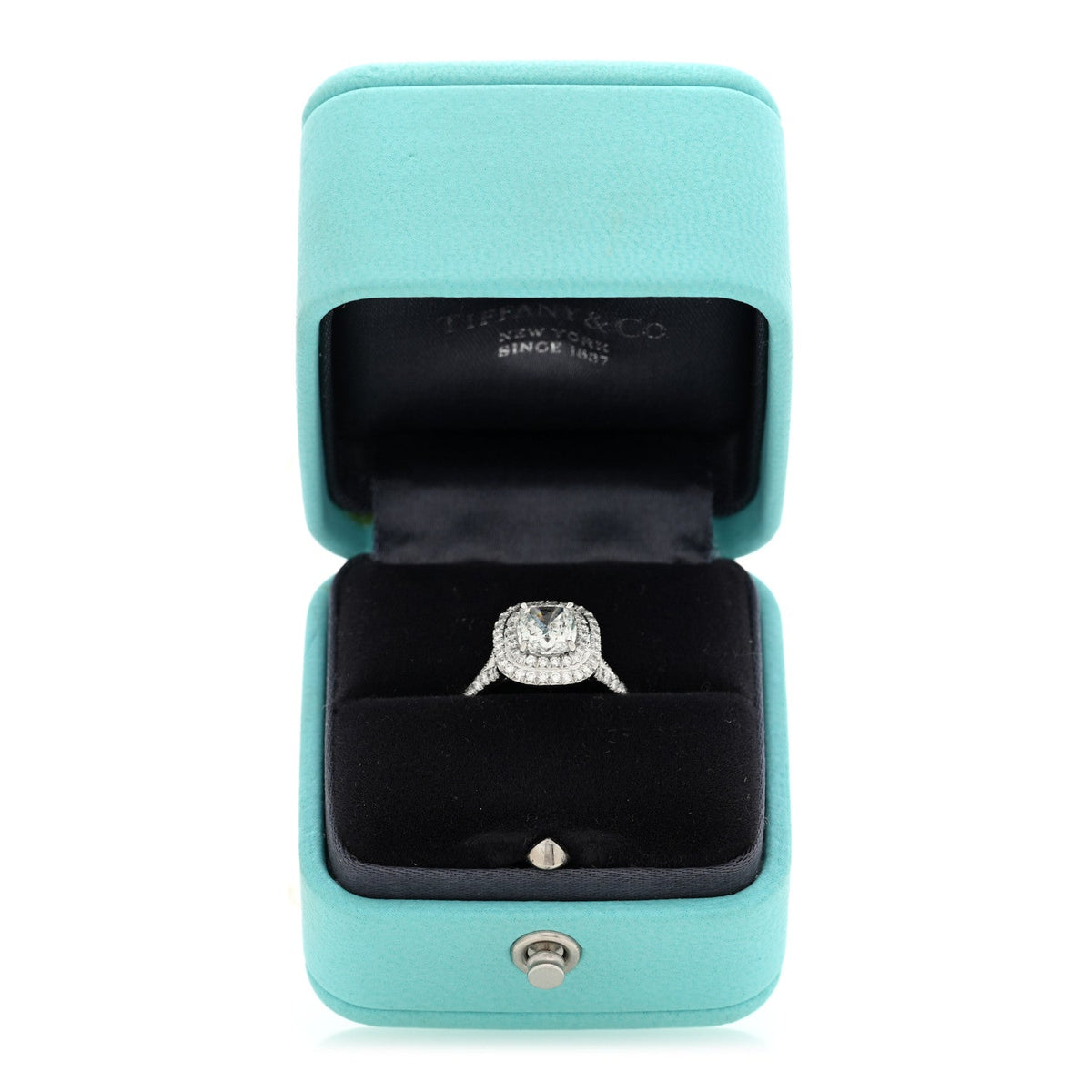 Tiffany Platinum Diamond Soleste Cushion Cut Double Halo Ring 47 4