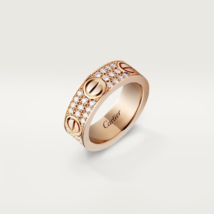 18K Rose Gold Diamonds Cartier Love Ring