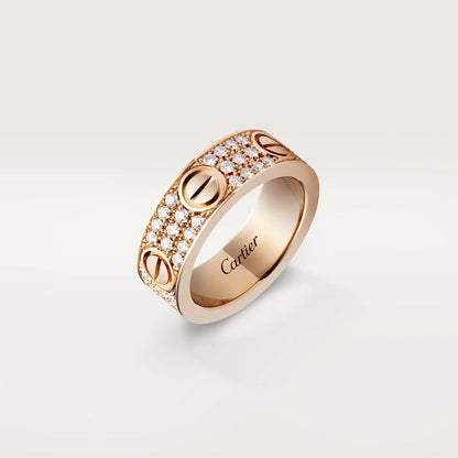 18K Rose Gold Diamonds Cartier Love Ring