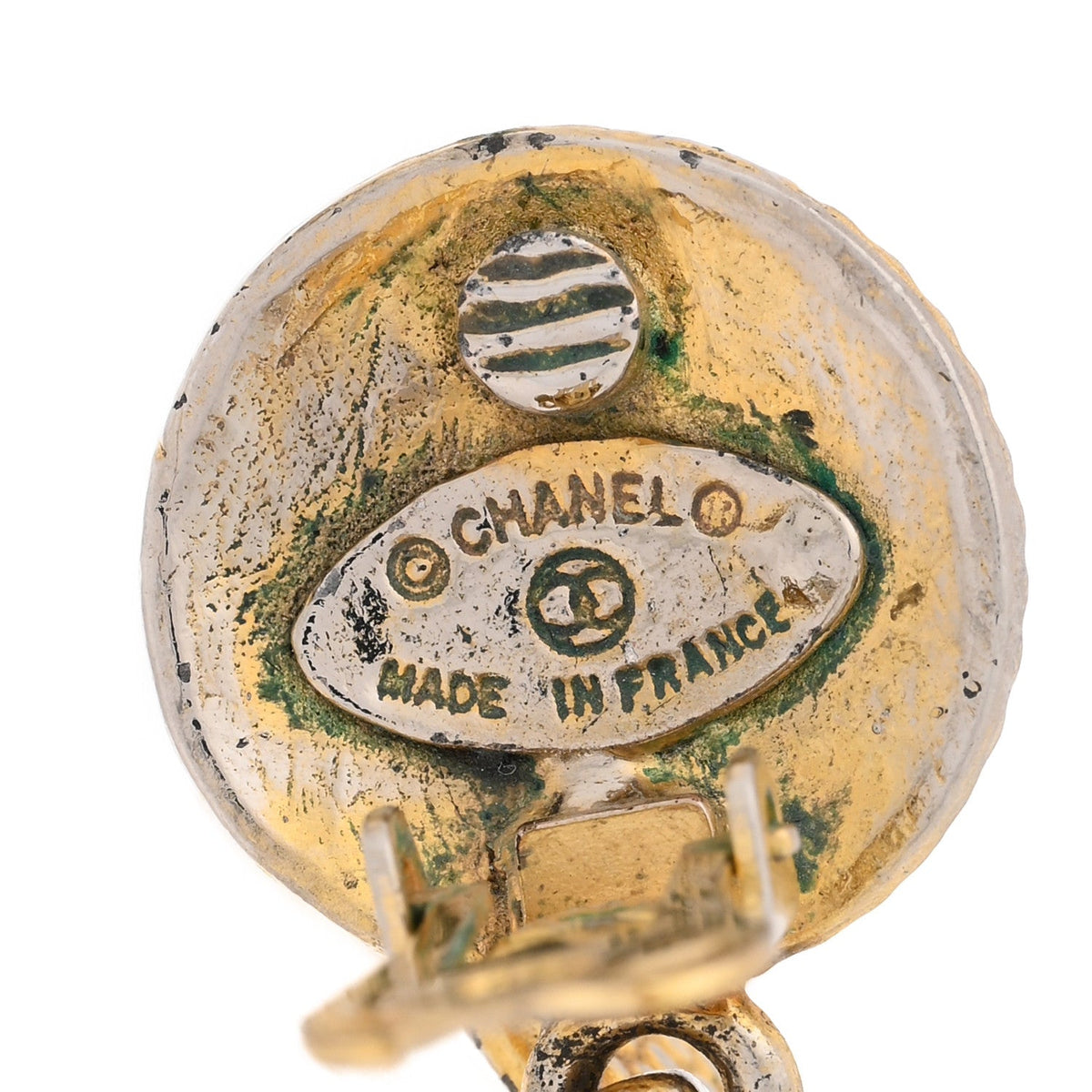 Chanel Crystal CC Coin Drop Clip On Earrings Gold