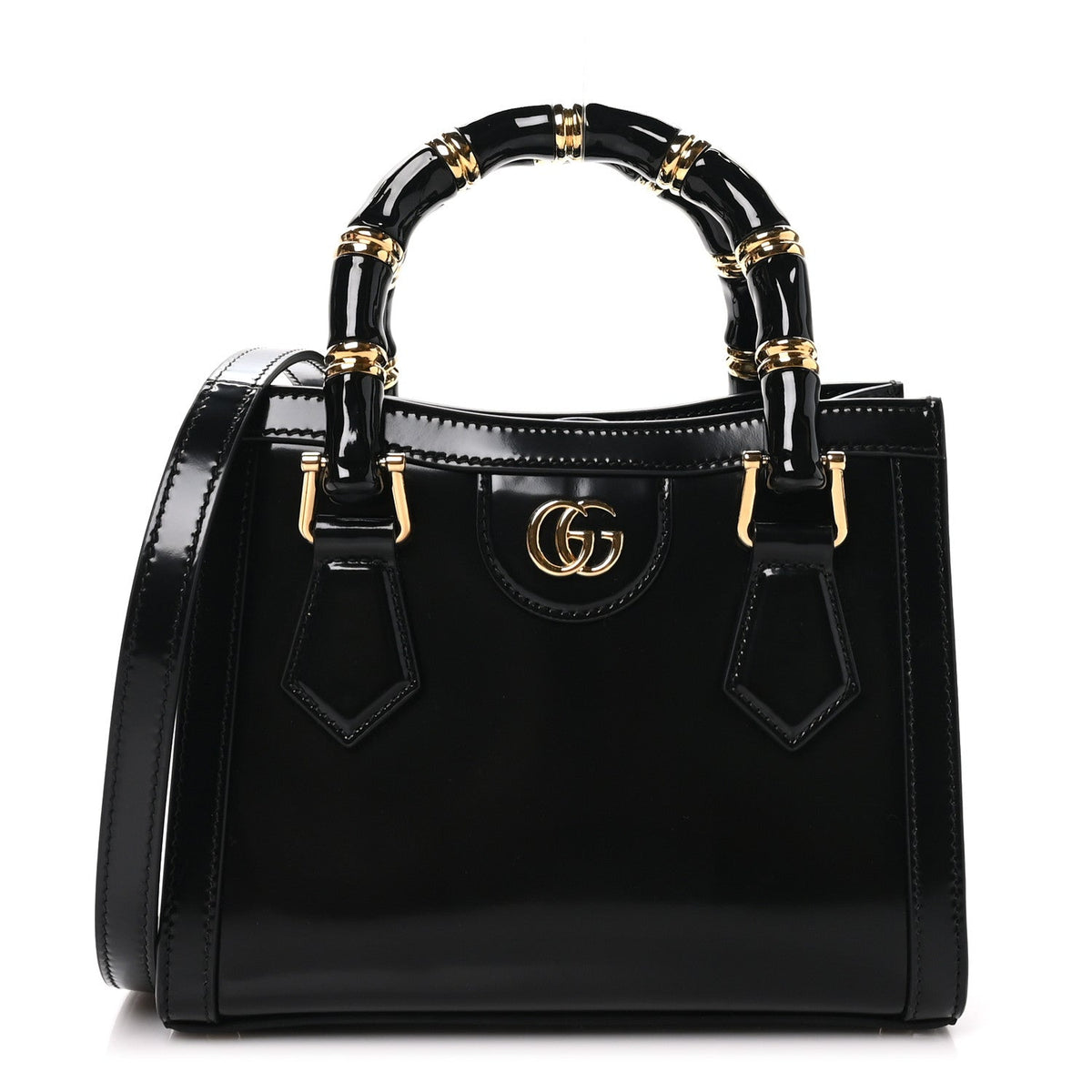 Gucci Polished Calfskin Small Diana Tote Bag Black