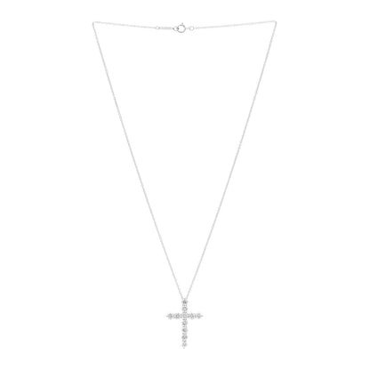 Tiffany Platinum Diamond Large Cross Pendant Necklace