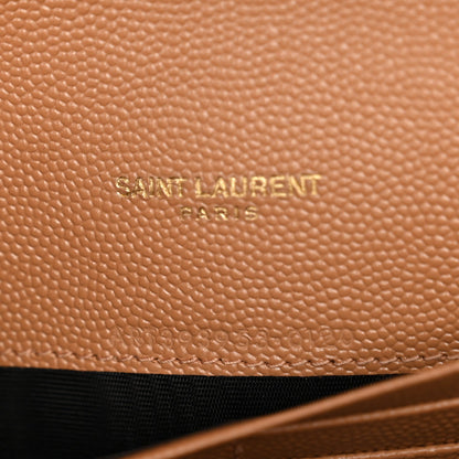 Saint Laurent Grain De Poudre Matelasse Chevron Envelope Chain Wallet Dune