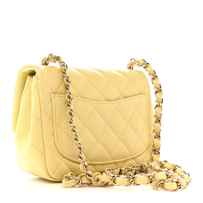 Chanel Lambskin Quilted Mini Square Flap Bag Light Yellow 1871452