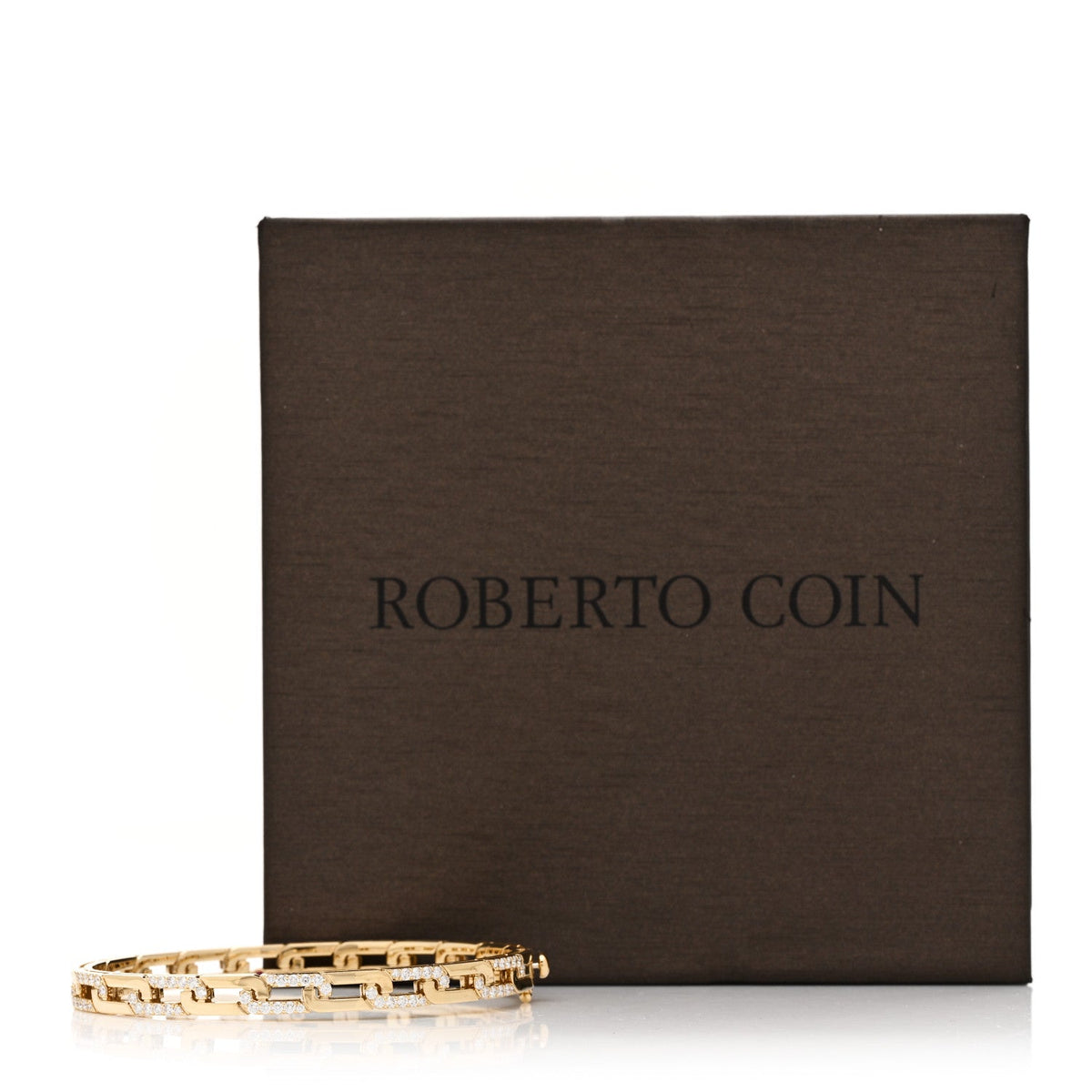 Roberto Coin 18K Yellow Gold Diamond Slim Navarra Bangle Bracelet