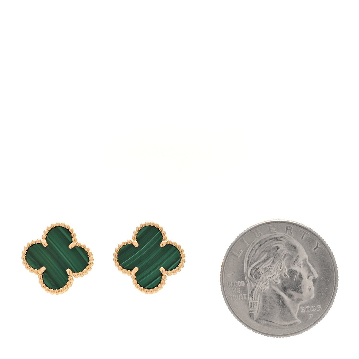 Van Cleef & Arpels 18K Yellow Gold Malachite Vintage Alhambra Earrings