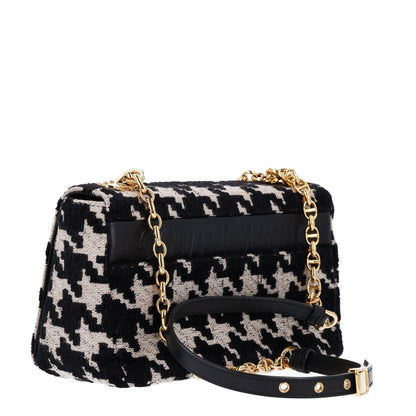 Christian Dior Canvas Macro Houndstooth Medium Caro Bag Black White