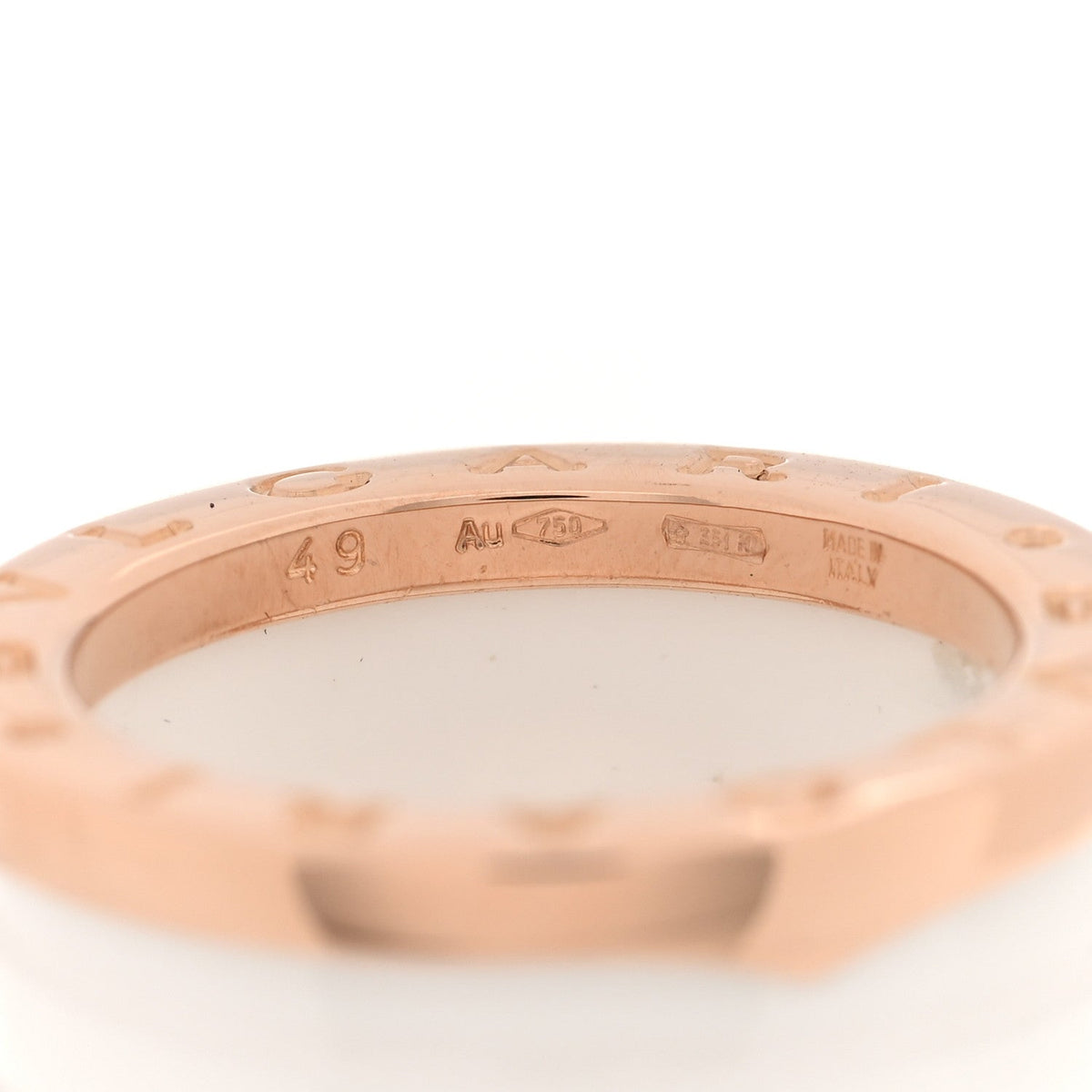 Bulgari 18K Rose Gold White Ceramic B.Zero1 Four-Band Ring 49 5