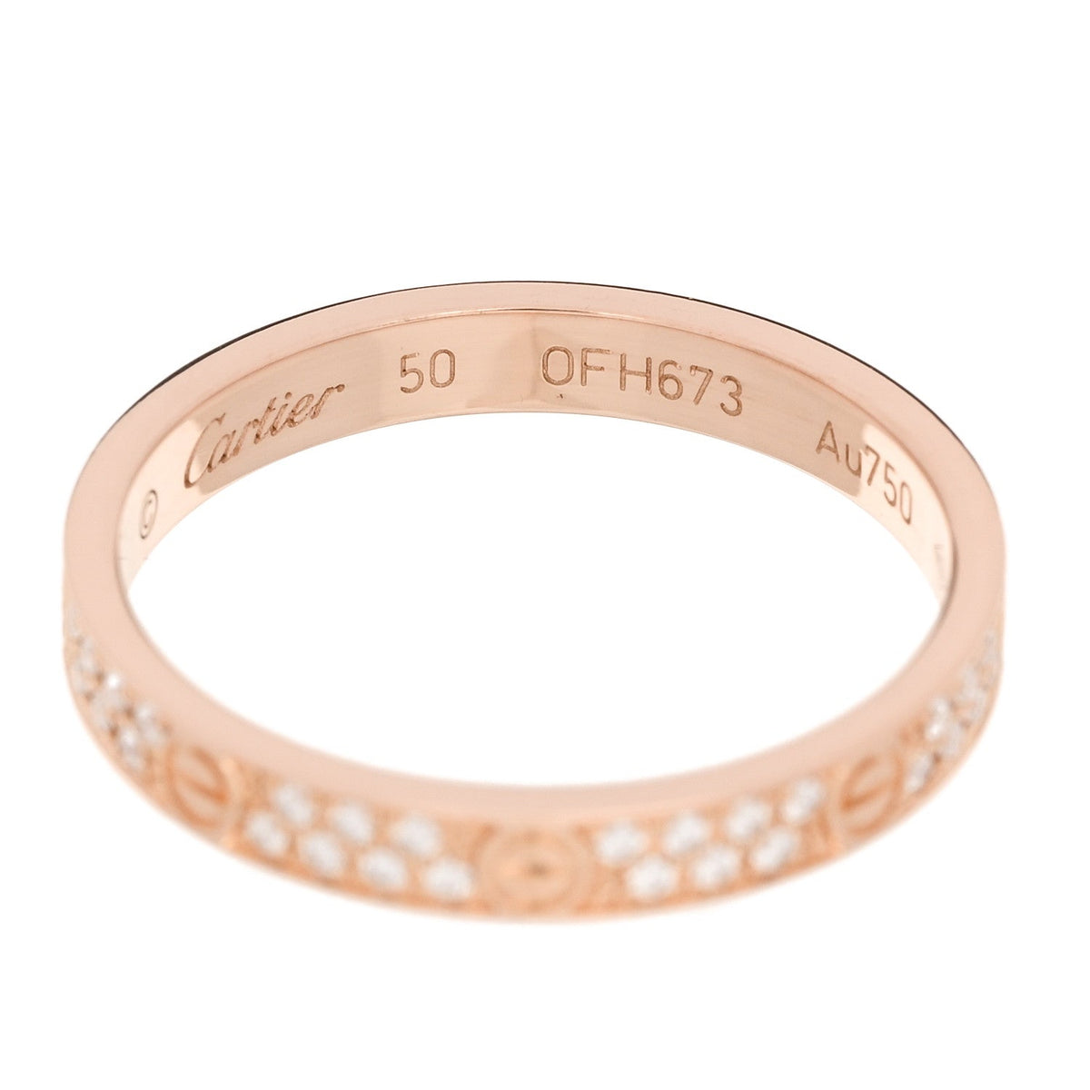 Cartier 18K Pink Gold Diamond 2.6mm LOVE Wedding Band Ring 50 5.25