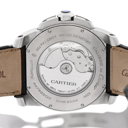 Cartier Stainless Steel 18K Pink Gold Alligator 42mm Calibre de Cartier Automatic Watch Brown