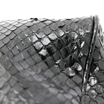 Gucci Snakeskin Half Horsebit Medium Shoulder Bag Black