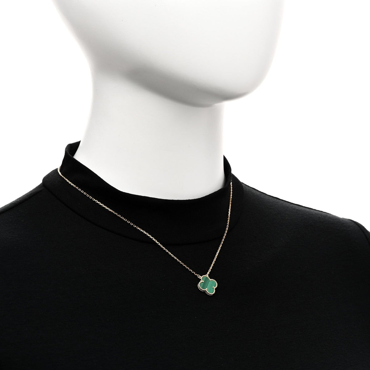 Van Cleef & Arpels 18K Yellow Gold Malachite Vintage Alhambra Pendant Necklace