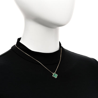 Van Cleef & Arpels 18K Yellow Gold Malachite Vintage Alhambra Pendant Necklace