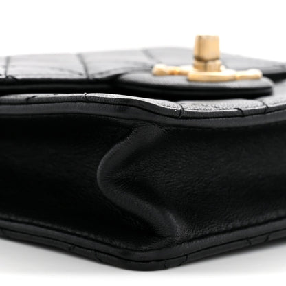 Chanel Goatskin Quilted Chic Pearls Flap Black