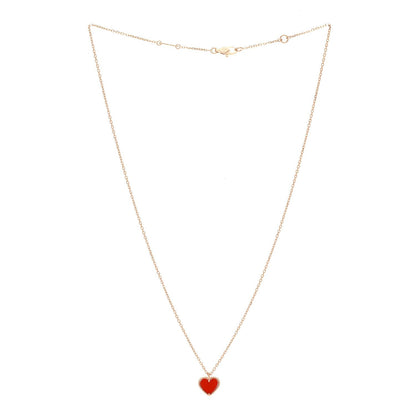 Van Cleef & Arpels 18K Rose Gold Carnelian Sweet Alhambra Heart Pendant Necklace