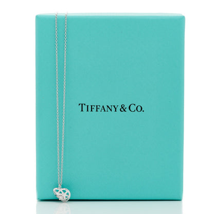 Tiffany 18K White Gold Diamond Cut Out Heart Pendant Necklace