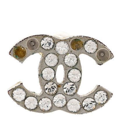 Chanel Silver Tone Crystal CC Earrings Silver