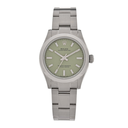 Rolex Stainless Steel 31mm Oyster Perpetual Watch Pistachio 277200