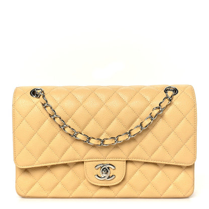 Chanel Caviar Quilted Medium Double Flap Light Yellow