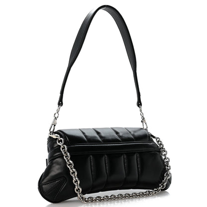 Gucci Nappa Matelasse Small Maxi Horsebit Shoulder Bag Black