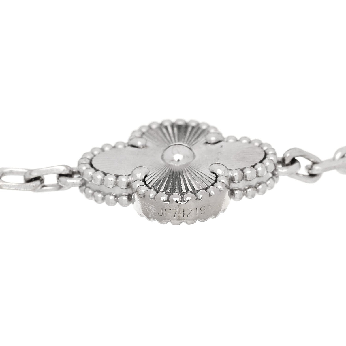 Van Cleef & Arpels 18K White Gold 5 Motifs Guilloche Vintage Alhambra Bracelet