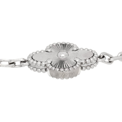 Van Cleef & Arpels 18K White Gold 5 Motifs Guilloche Vintage Alhambra Bracelet