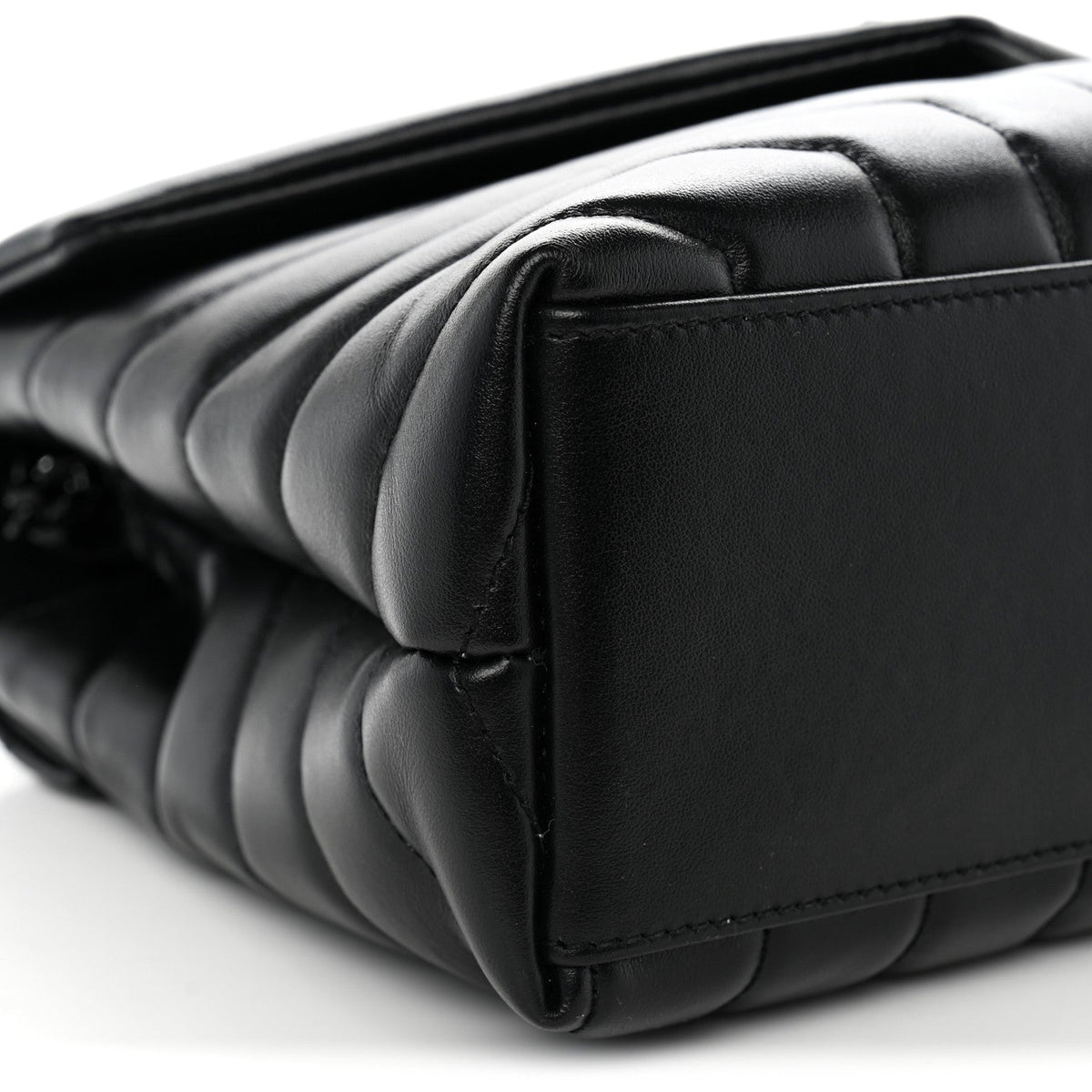 Saint Laurent Calfskin Y Quilted Monogram Small Loulou Chain Satchel Black