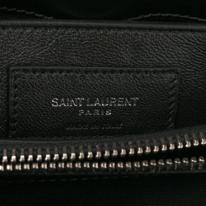 Saint Laurent Calfskin Y Quilted Monogram Small Loulou Chain Satchel Black