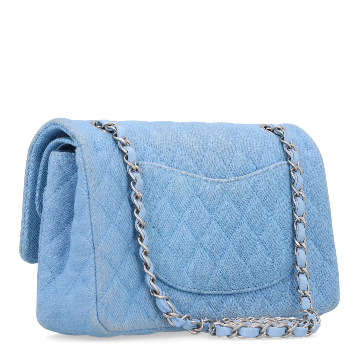 Chanel Denim Quilted Medium Double Flap Light Blue 1988543