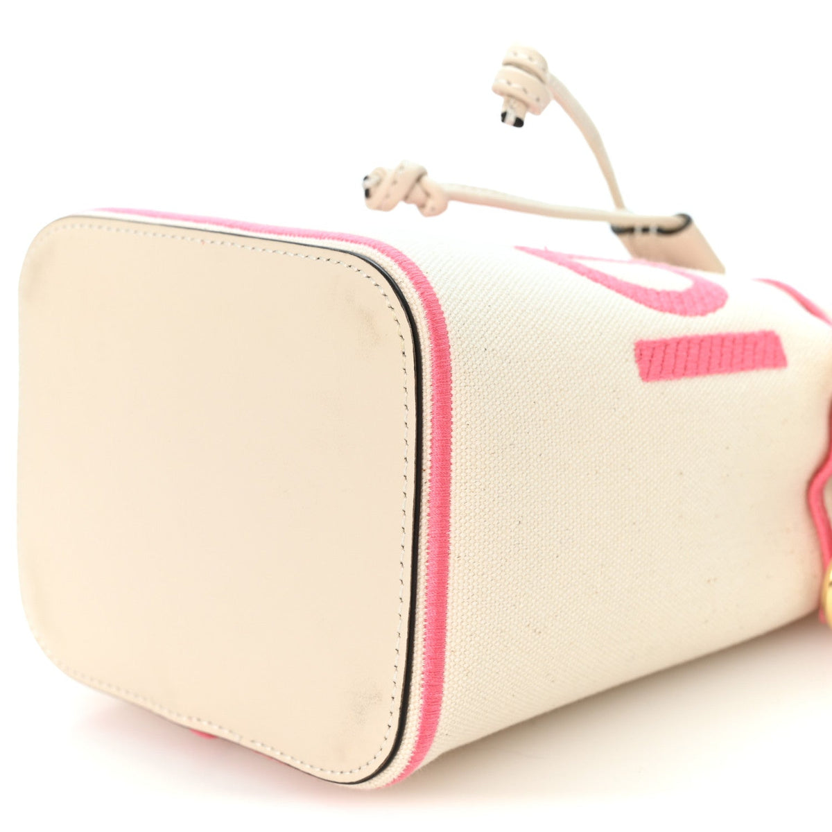 Fendi Canvas Vitello Grace Mini Mon Tresor Bucket Bag Grezzo Pink