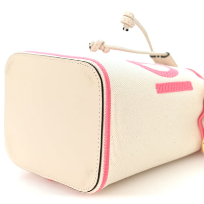 Fendi Canvas Vitello Grace Mini Mon Tresor Bucket Bag Grezzo Pink