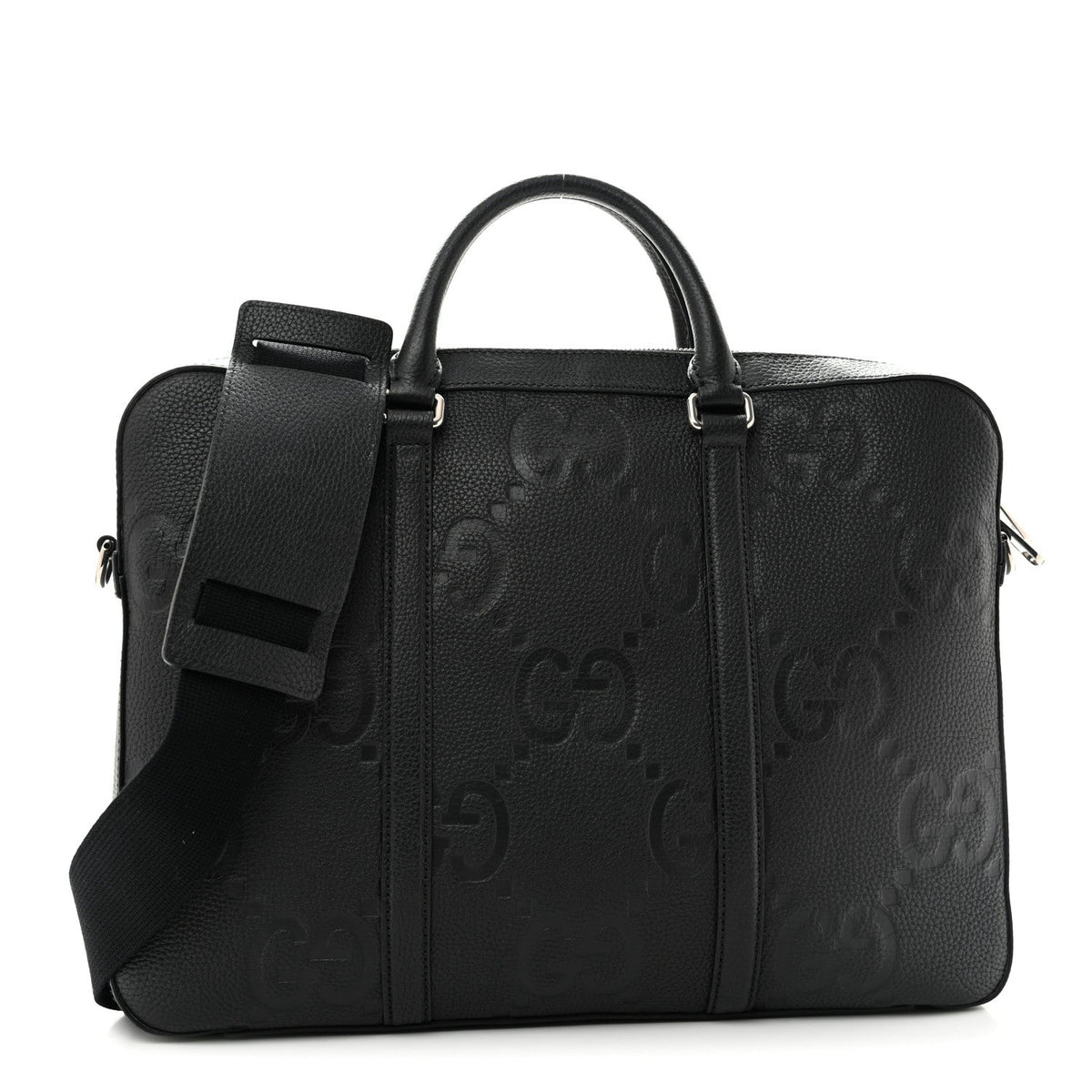 Gucci Piuma Calfskin Jumbo GG Embossed Briefcase Black