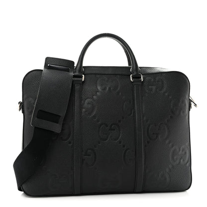 Gucci Piuma Calfskin Jumbo GG Embossed Briefcase Black