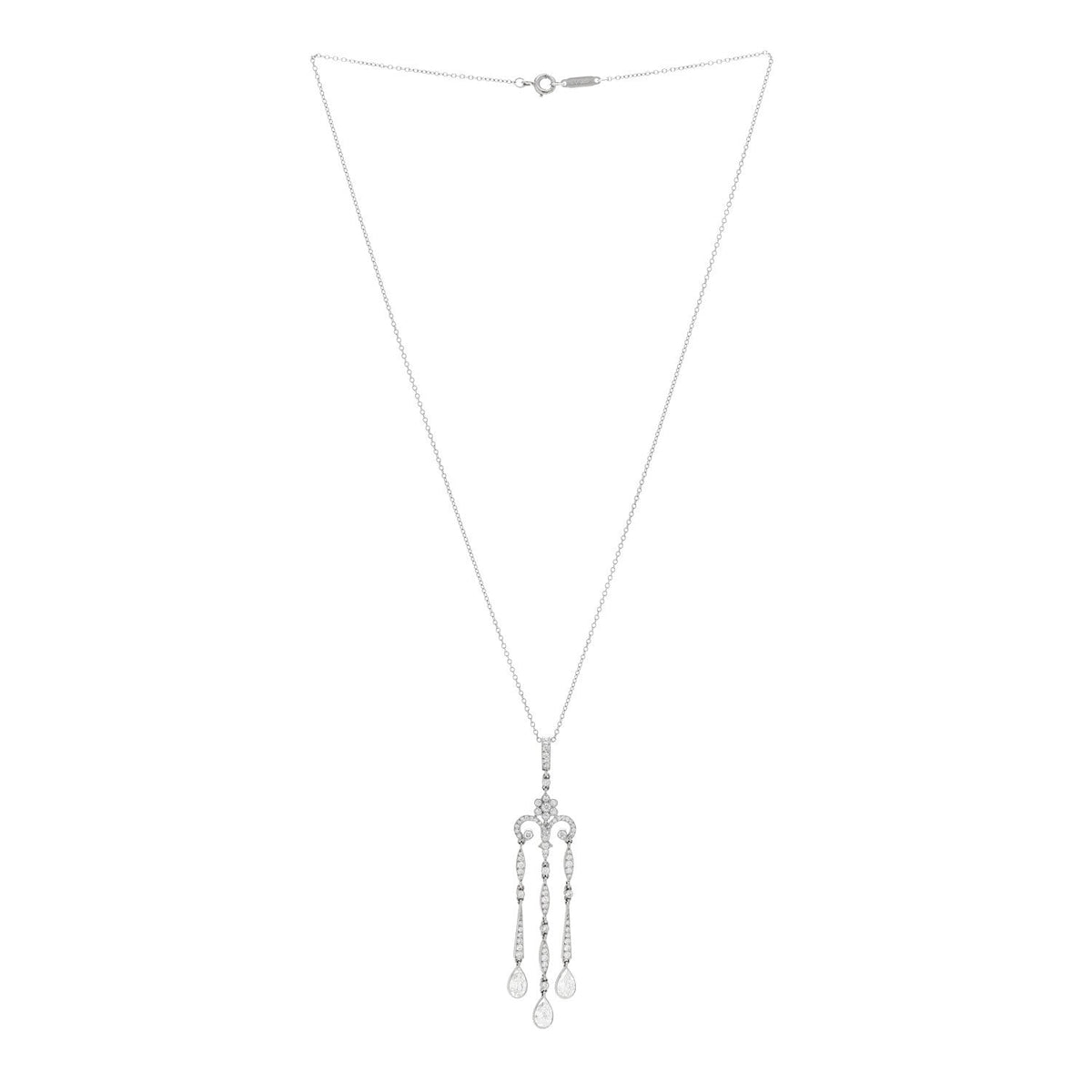 Tiffany Platinum Diamond Legacy Pear Drop Pendant Necklace