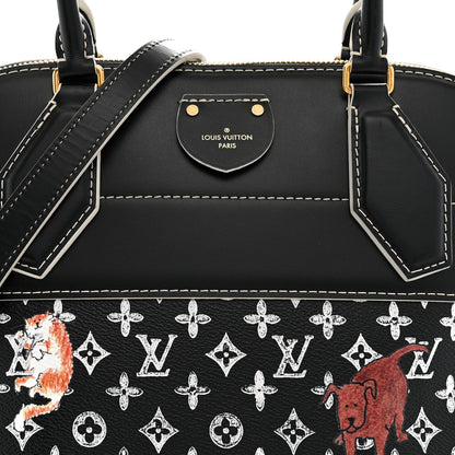 Louis Vuitton Calfskin Catogram Alma Souple MM Bag Black