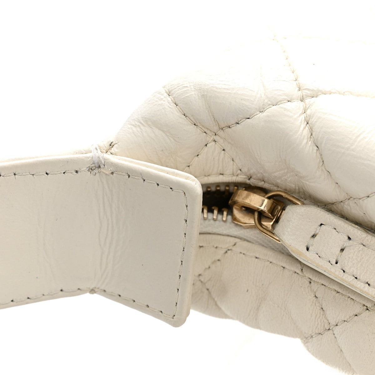 Chanel Lambskin Quilted Chain Around Pouch Hobo White