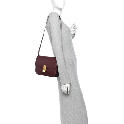 Celine Box Calfskin Medium Classic Box Flap Bag Burgundy