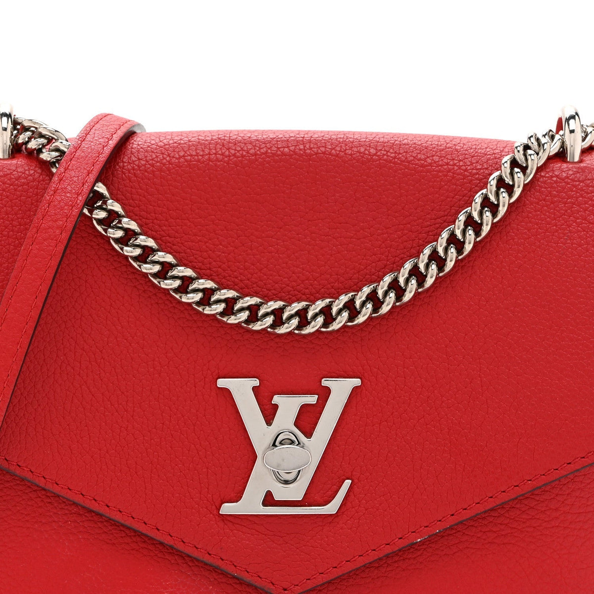 Louis Vuitton Soft Calfskin Mylockme Chain Bag BB Rubis