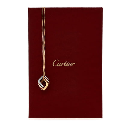 Cartier 18K Tricolor Gold Diamond Trinity Cushion Pendant Necklace