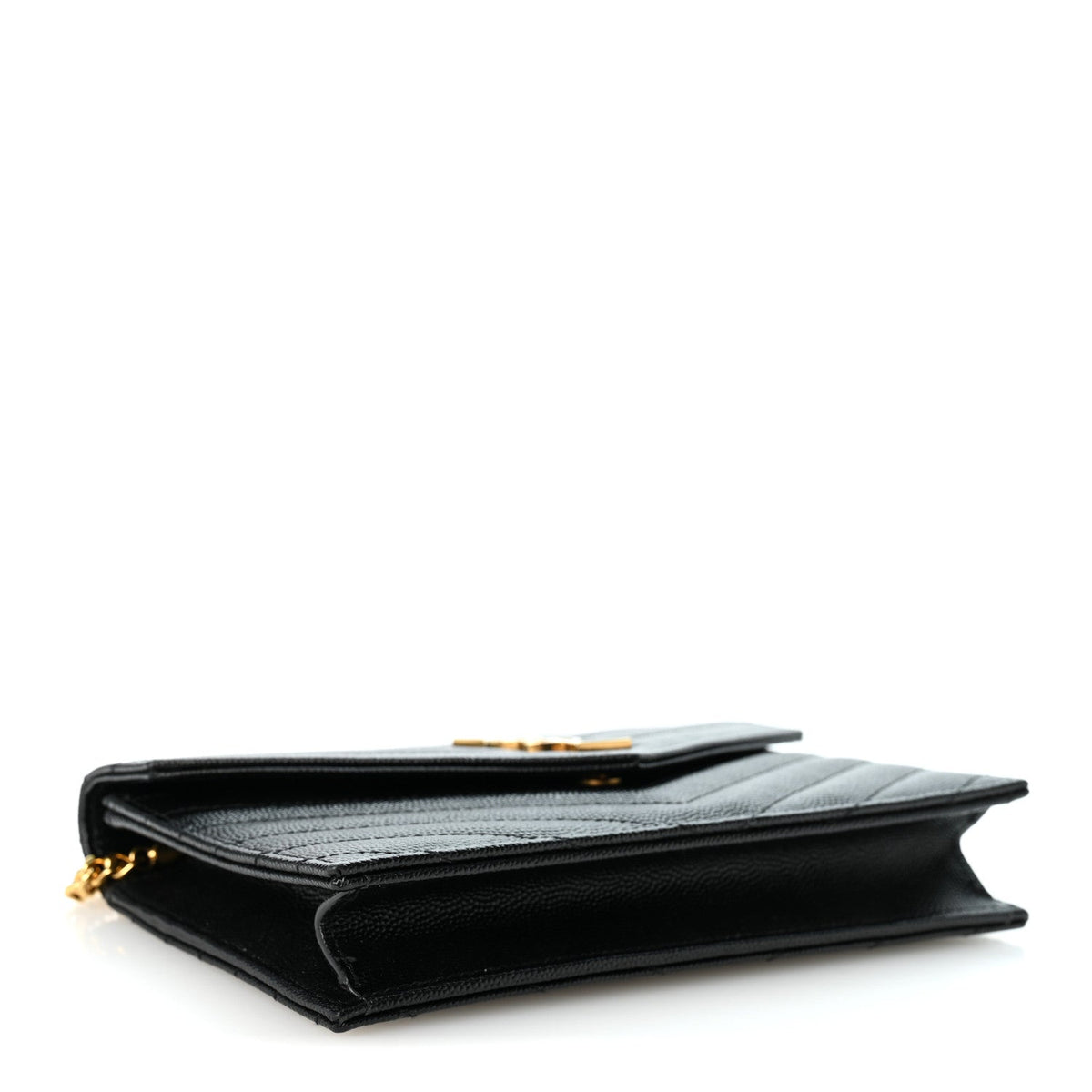 Saint Laurent Grain De Poudre Matelasse Monogram Chain Wallet Black