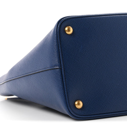 Prada Saffiano Cuir Front Pocket Tote Bluette