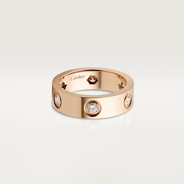 18K Rose Gold Diamonds Cartier Love Ring