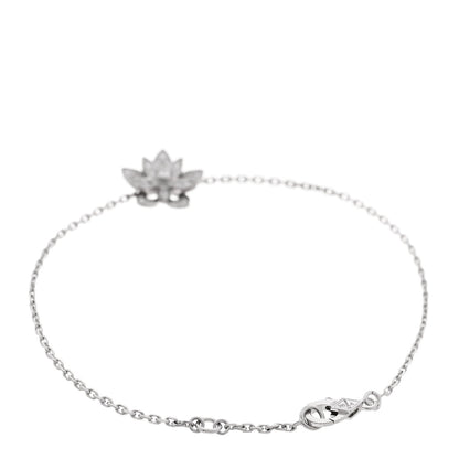 Van Cleef & Arpels 18K White Gold Diamond Mini Lotus Openwork Bracelet
